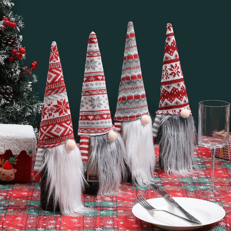 Kalėdinis megztas buteliuko dangtelis, Europos stilius — poliesteris, pakuotė: OPP maišelis, prekė Qianhong Gift, tinkamas Kalėdoms, tarptautinis eksportas: Taip