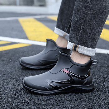 Ανδρικά PVC μποτάκια βροχής – Αντιολισθητικά, Αδιάβροχα, Θερμά με επένδυση, PU πάτος