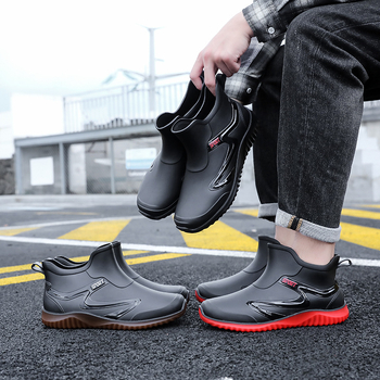 Ανδρικά PVC μποτάκια βροχής – Αντιολισθητικά, Αδιάβροχα, Θερμά με επένδυση, PU πάτος