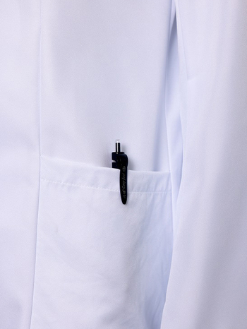 Ιατρικός λευκός χιτών για γιατρούς και οδοντιάτρους, με γιακά τύπου λαπέλ, μακριά μανίκια, ενιαίος σχεδιασμός, 95% πολυεστέρας, απομάκρυνση υγρασίας