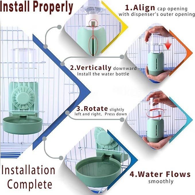 No Mess Bird Feeder Cage Water Dispenser, Cockatiel Cage Accessories, ABS материал, Zhejiang произход, автоматично хранене, комплект 100 бр