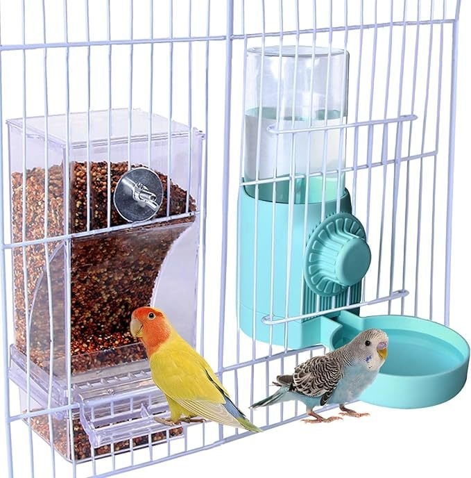No Mess Bird Feeder Cage Water Dispenser, Cockatiel Cage Accessories, ABS материал, Zhejiang произход, автоматично хранене, комплект 100 бр