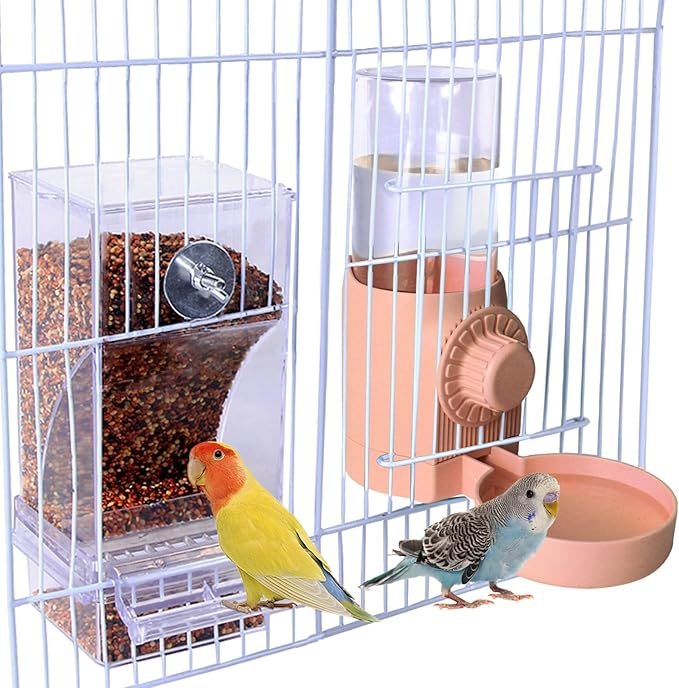 No Mess Bird Feeder Cage Water Dispenser, Cockatiel Cage Accessories, ABS материал, Zhejiang произход, автоматично хранене, комплект 100 бр