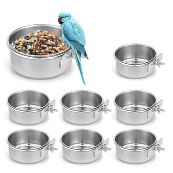 Σετ τροφοδοσίας πτηνών — μπολ φαγητού και νερού από ανοξείδωτο ατσάλι για πουλιά, είδος: πουλί, ηλικία: ενήλικος, εισαγωγή: όχι