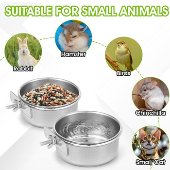 Σετ τροφοδοσίας πτηνών — μπολ φαγητού και νερού από ανοξείδωτο ατσάλι για πουλιά, είδος: πουλί, ηλικία: ενήλικος, εισαγωγή: όχι