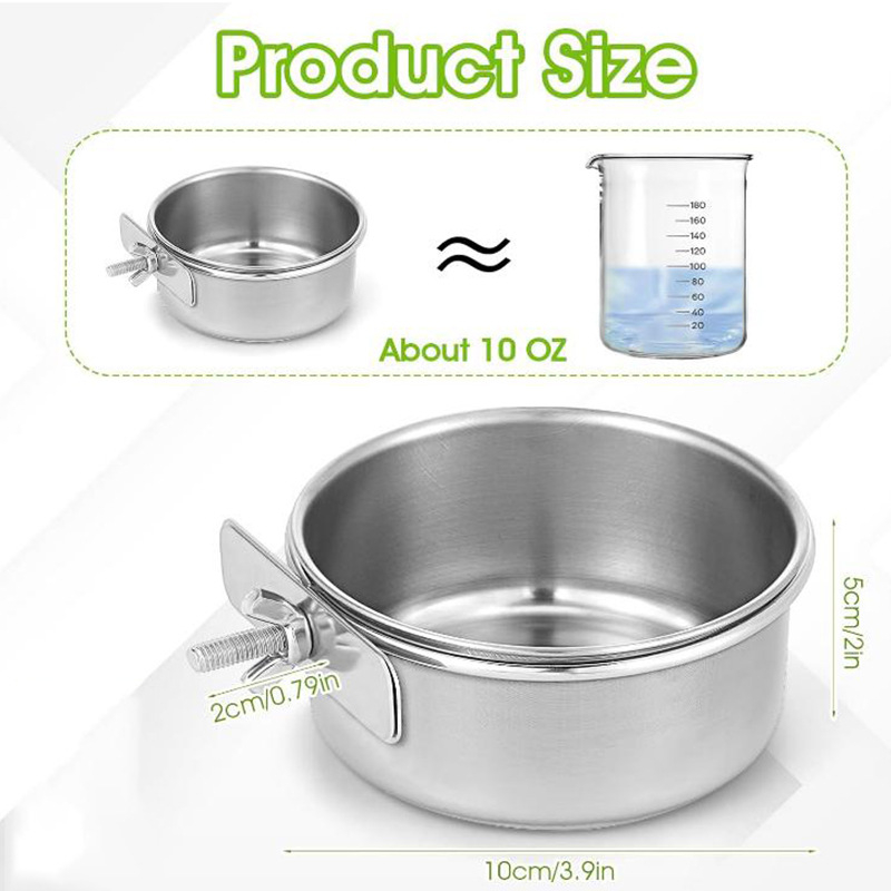 Σετ τροφοδοσίας πτηνών — μπολ φαγητού και νερού από ανοξείδωτο ατσάλι για πουλιά, είδος: πουλί, ηλικία: ενήλικος, εισαγωγή: όχι