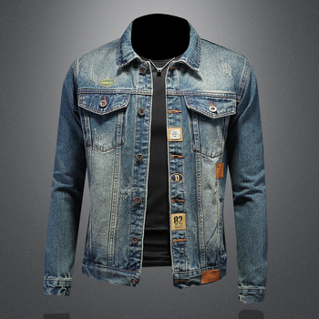 Traper jakna Slim-Fit, s reverom, isprani traper, ukrasni detalji, 75% pamuka