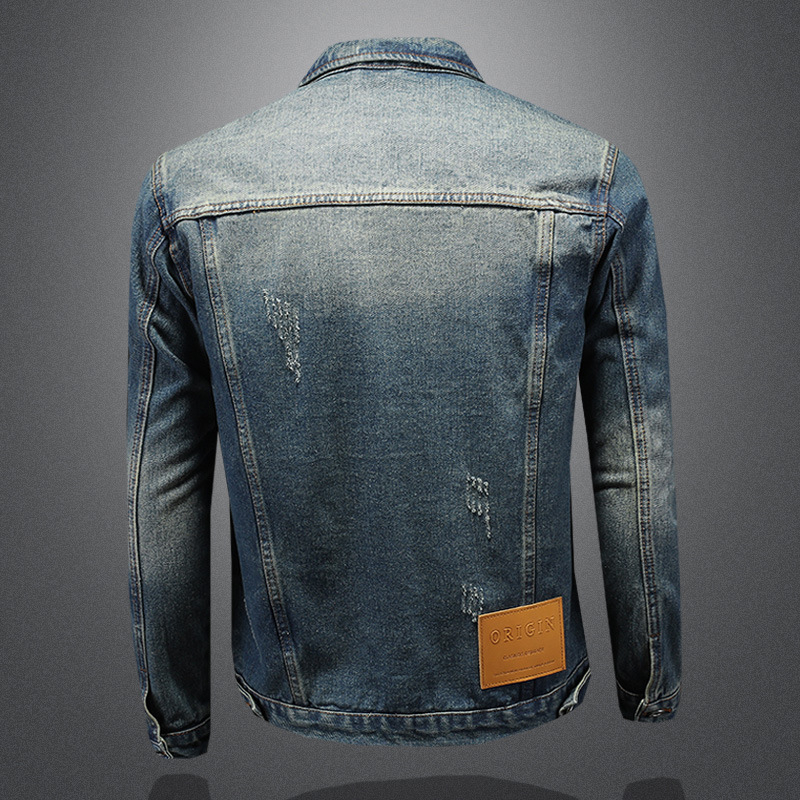 Traper jakna Slim-Fit, s reverom, isprani traper, ukrasni detalji, 75% pamuka