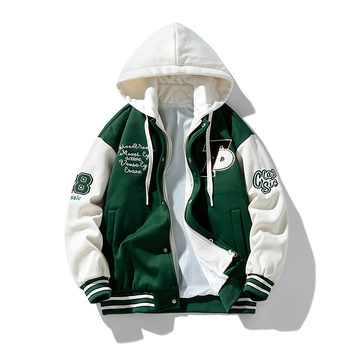 Jachetă unisex în stil Hong Kong, cu căptușeală din fleece, model pătrățos, glugă