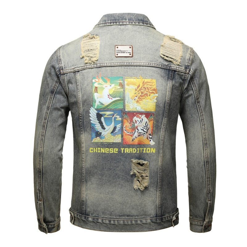 Džinsa jaka vīriešiem ar vintage stilu, četru sezonu nēsāšanai, kokvilnas audums 75%, apkakle ar reveri, vienrindas pogu aizdare