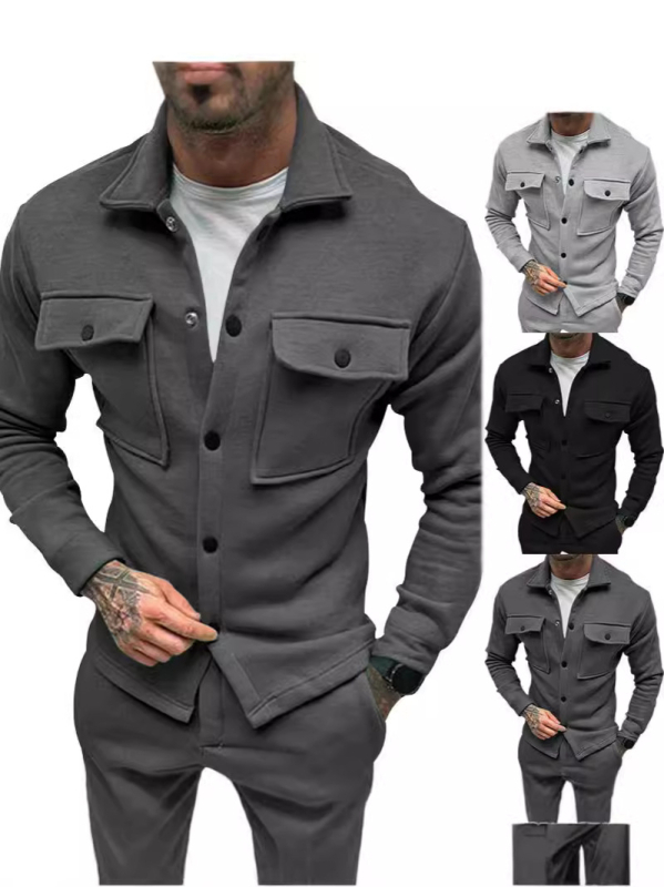 Μπουφάν με επένδυση φλίς, γιακάς με πέτο, μονόκλειστο κούμπωμα, χαλαρή γραμμή, πολυεστερικό μείγμα