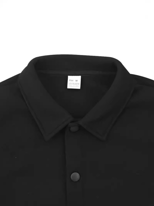 Μπουφάν με επένδυση φλίς, γιακάς με πέτο, μονόκλειστο κούμπωμα, χαλαρή γραμμή, πολυεστερικό μείγμα