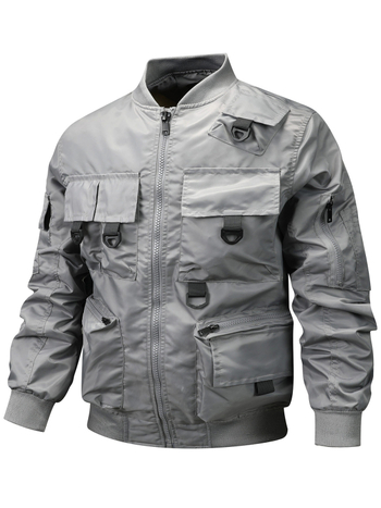 Pánska corduroy bomber bunda s kapucňou, zipsom a viacerými vreckami