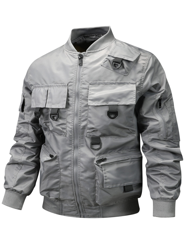 Pánska corduroy bomber bunda s kapucňou, zipsom a viacerými vreckami