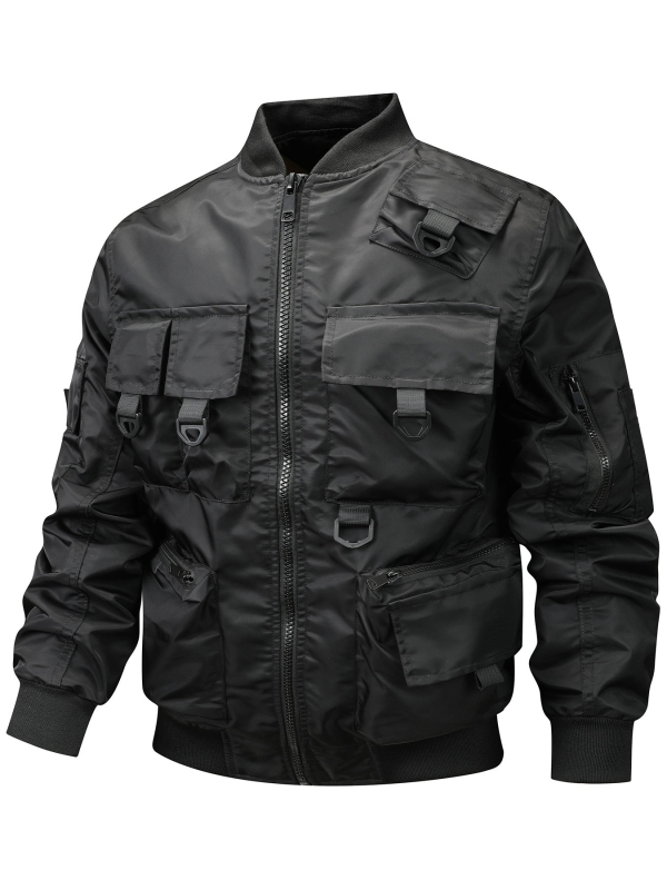 Pánska corduroy bomber bunda s kapucňou, zipsom a viacerými vreckami