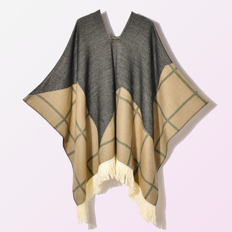 Ženski vintage šal-kapulja s resicama, jacquard tkanina, geometrijski uzorak, širina 130 cm, umjetni kašmir