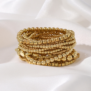 Set narukvica za žene, elastične, geometrijski uzorci od smole, elektroplatirane, 13 komada