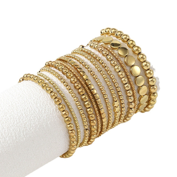 Set narukvica za žene, elastične, geometrijski uzorci od smole, elektroplatirane, 13 komada