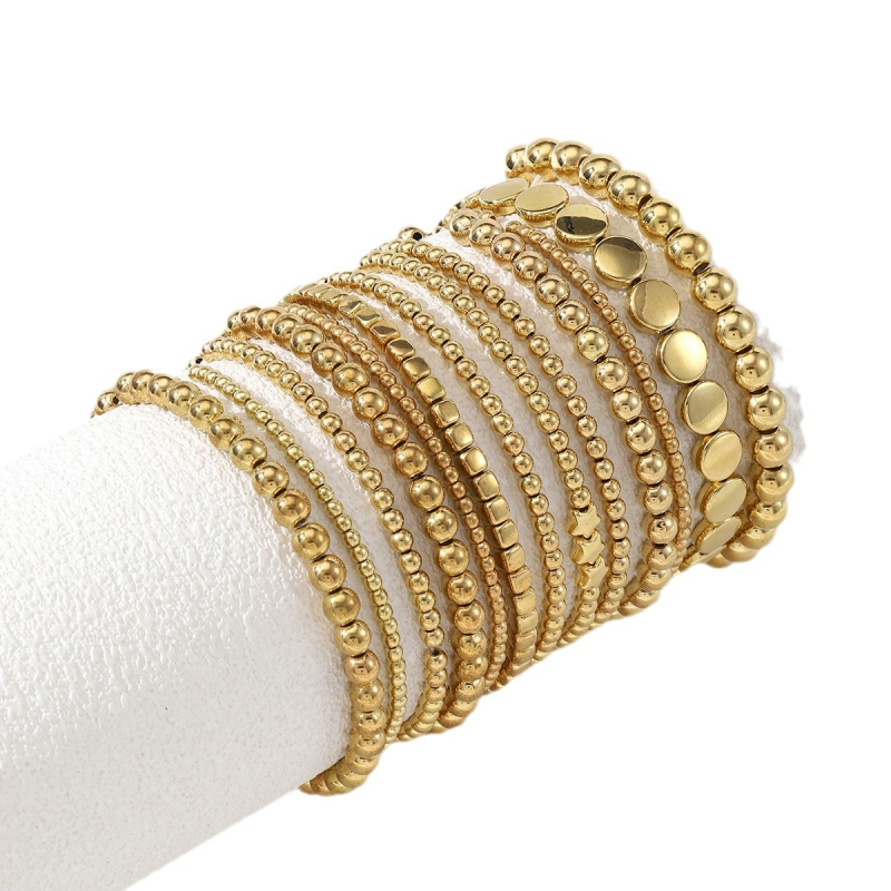 Set narukvica za žene, elastične, geometrijski uzorci od smole, elektroplatirane, 13 komada