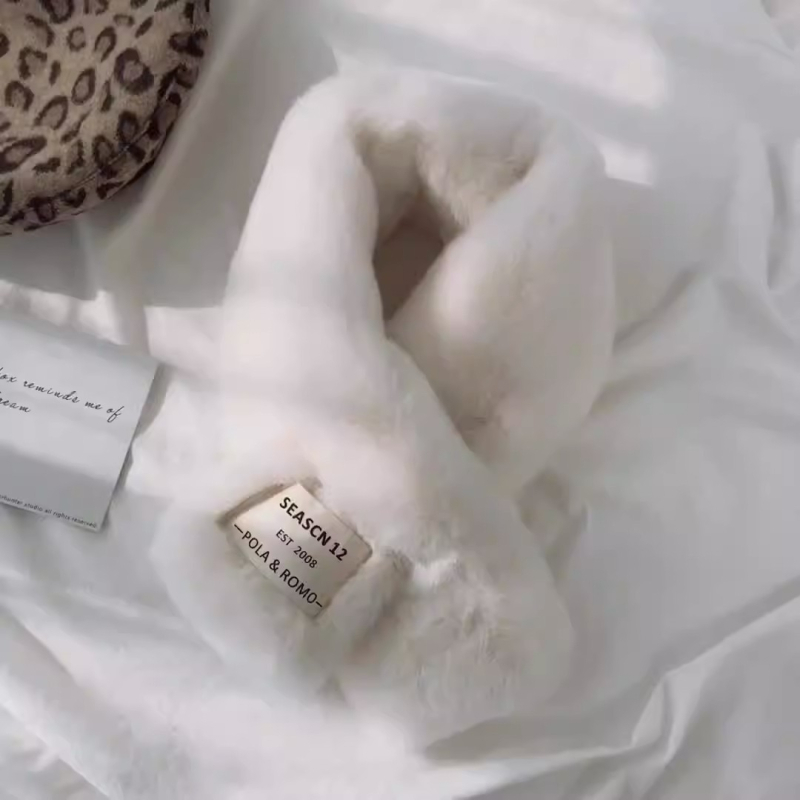 Női műszőrme sál, téli meleg, koreai stílus, keresztezett kendő, eredeti dizájn, warp szövés, kézzel készített