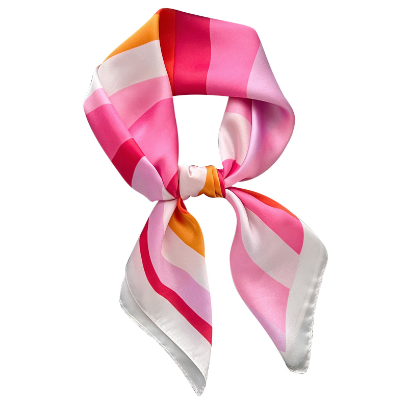 Poliészter négyzetes sál szaténhatású felülettel, tavasz, koreai stílus, professzionális légiutas-kísérő által ihletett, sokoldalú elegáns kiegészítő