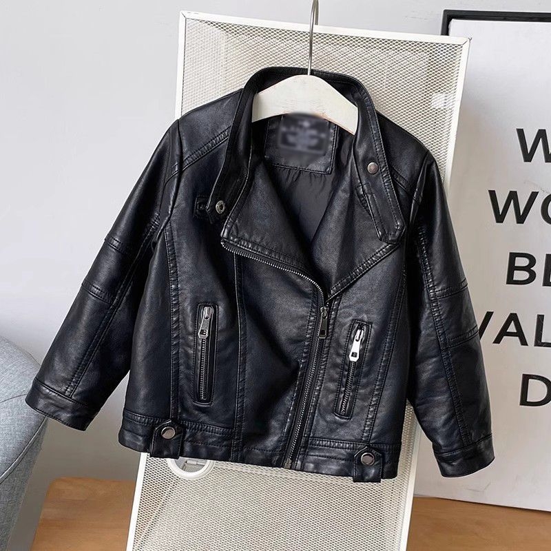 Παιδικό PU δερμάτινο μπουφάν, unisex, Κορεατικό στυλ, με κουκούλα, στάντ γιακά, για ηλικίες 3–8