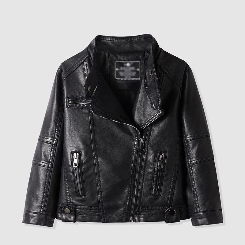 Παιδικό PU δερμάτινο μπουφάν, unisex, Κορεατικό στυλ, με κουκούλα, στάντ γιακά, για ηλικίες 3–8