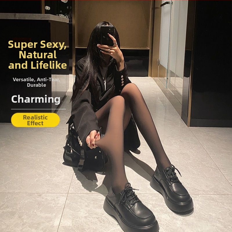 Pančuchy z bavlneného zmesi s flísovou podšívkou a hrubším prevedením na zimu, jednofarebný vzor, tvarovanie, proti oslneniu a proti trením