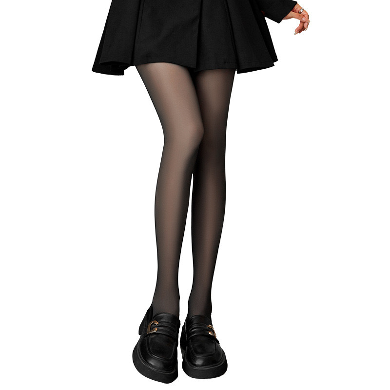 Pamutkeverék harisnya fleece béléssel és vastagított kivitelben télre, egyszínű mintázat, formázás, fényvisszaveredés elleni és súrlódás elleni védelem