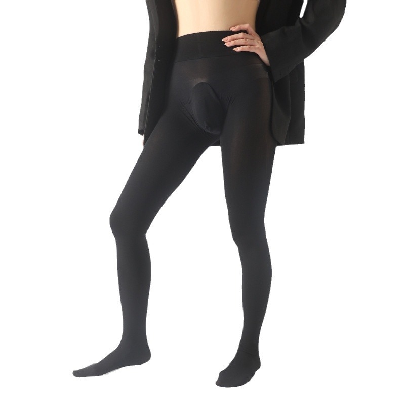 Férfiak számára varrat nélküli velúr harisnyanadrág 80D, vastag, fenékemelés és formázás