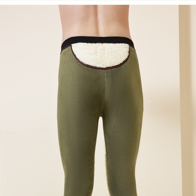 Téli férfi vastag fleece-bevonatos termikus harisnyanadrág, poliészter szálas anyag, viszkóz 50–70% arányban, egyszínű, meleg és nedvesség-elvezető