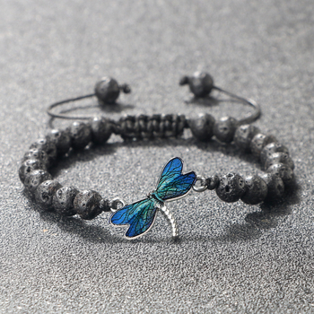 Keverék anyagú karkötő gyöngyökkel és horgolt kötésekkel, állítható, motívumok: virág, masni és rovar