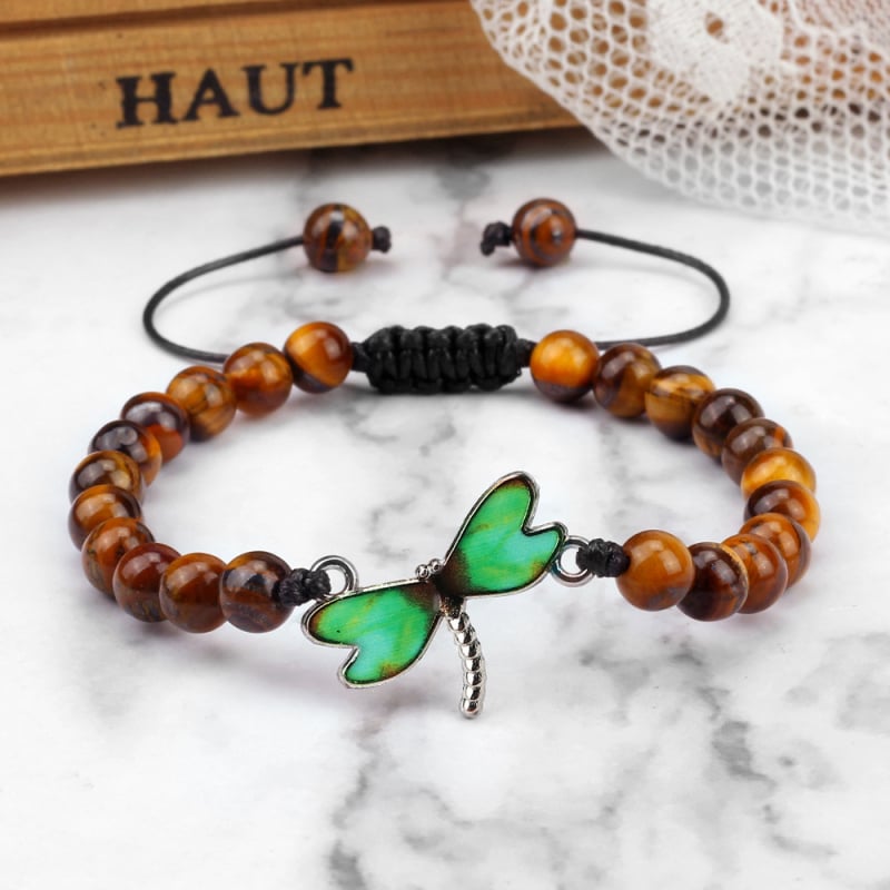 Keverék anyagú karkötő gyöngyökkel és horgolt kötésekkel, állítható, motívumok: virág, masni és rovar