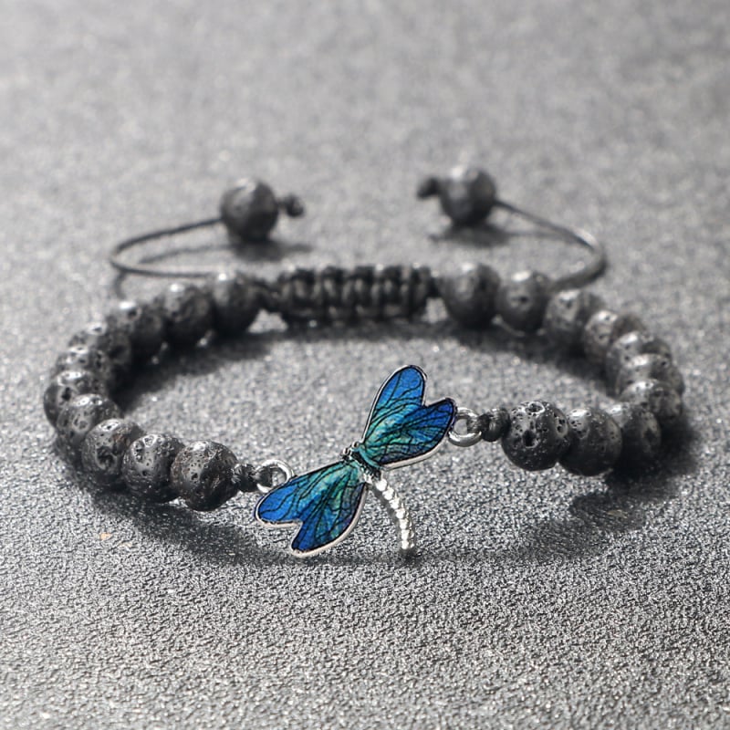 Keverék anyagú karkötő gyöngyökkel és horgolt kötésekkel, állítható, motívumok: virág, masni és rovar