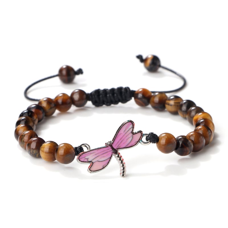 Keverék anyagú karkötő gyöngyökkel és horgolt kötésekkel, állítható, motívumok: virág, masni és rovar