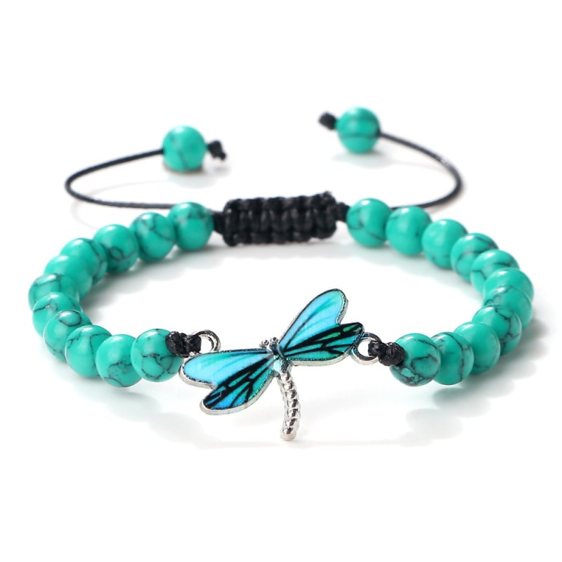 Keverék anyagú karkötő gyöngyökkel és horgolt kötésekkel, állítható, motívumok: virág, masni és rovar