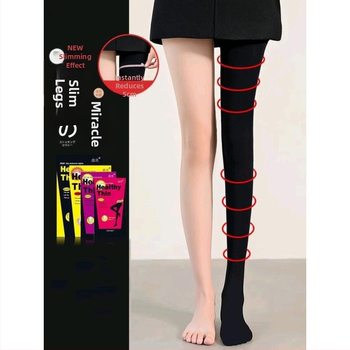 Dámske pančuchy z nylonu s mikrokompresiou pre tvarovanie nô, neviditeľné, zdvíhanie zadku, jednofarebný vzor, stredná hrúbka