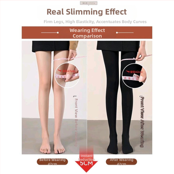 Dámske pančuchy z nylonu s mikrokompresiou pre tvarovanie nô, neviditeľné, zdvíhanie zadku, jednofarebný vzor, stredná hrúbka