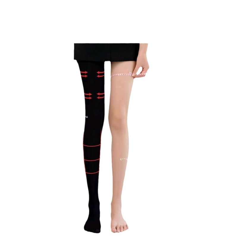 Női nylon harisnya micro-kompresszióval a lábak formázásához, láthatatlan, fenékemelés, egyszínű mintázat, közepes vastagság