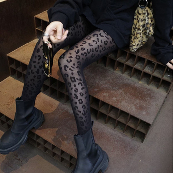 Колготки с леопардов принт, ретро жакард, повдигане на задника и оформяне, 15D найлон