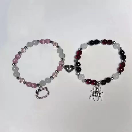 Narukvica od perli s privjeskom pauka; kristalne perle; ručna izrada; unisex, minimalistički stil; podrijetlo Yiwu