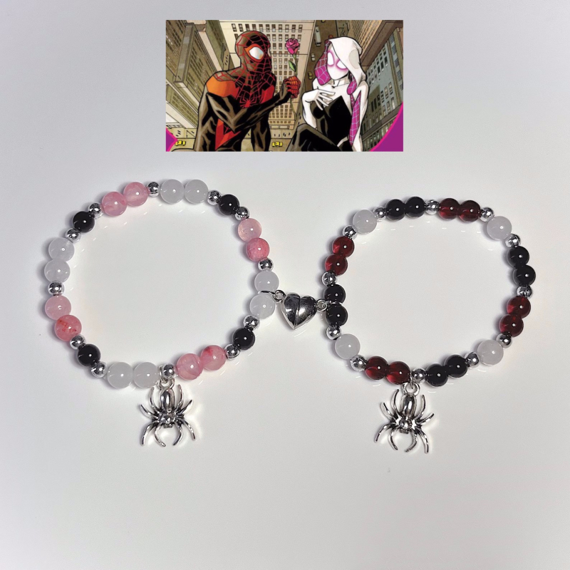 Narukvica od perli s privjeskom pauka; kristalne perle; ručna izrada; unisex, minimalistički stil; podrijetlo Yiwu