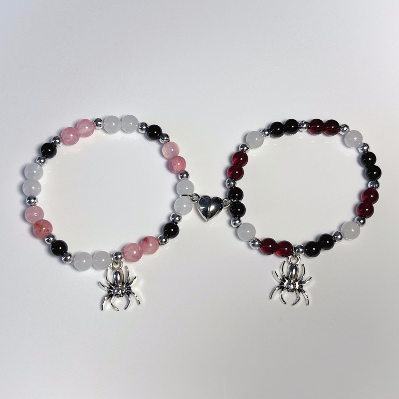 Narukvica od perli s privjeskom pauka; kristalne perle; ručna izrada; unisex, minimalistički stil; podrijetlo Yiwu