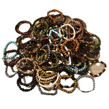 Fa gyöngyökből készült karkötő készlet, 45 darab, rugalmas zsinóron, kézzel készített, uniszex, etnikus stílus, őszi 2024