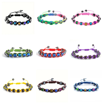 Unisex narukvica s magnetskim perlama koje mijenjaju boju ovisno o temperaturi, pletena