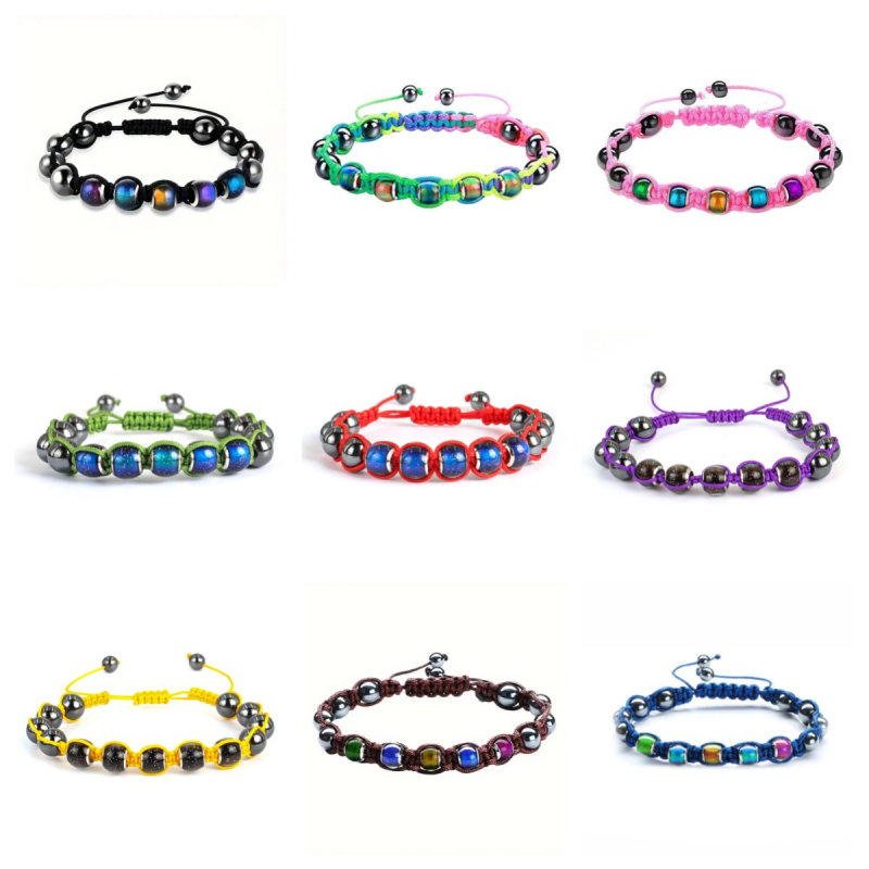 Unisex narukvica s magnetskim perlama koje mijenjaju boju ovisno o temperaturi, pletena