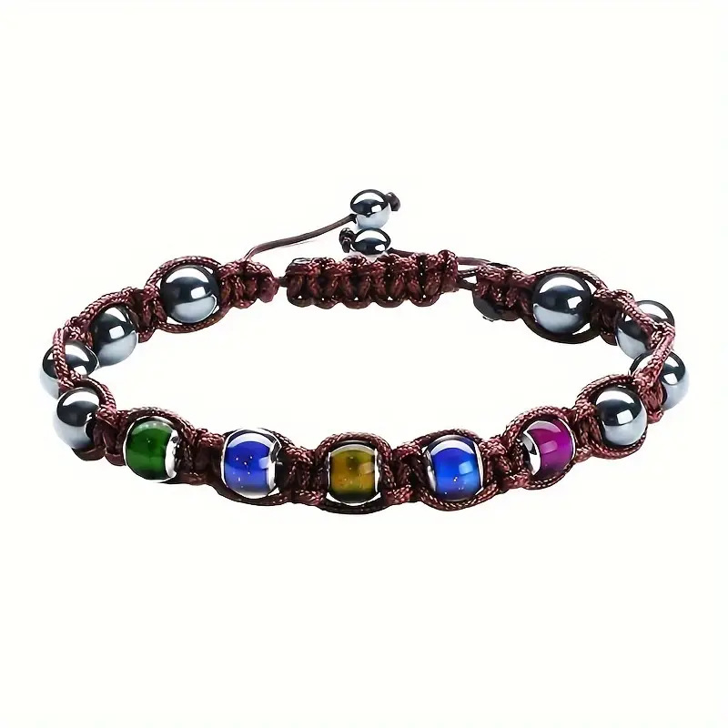 Unisex narukvica s magnetskim perlama koje mijenjaju boju ovisno o temperaturi, pletena