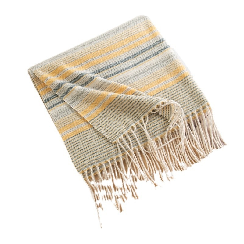 Šal s resicama, imitacija kašmira (polyester), warp-knit, zimsko grijanje, zaštita od sunca i prašine
