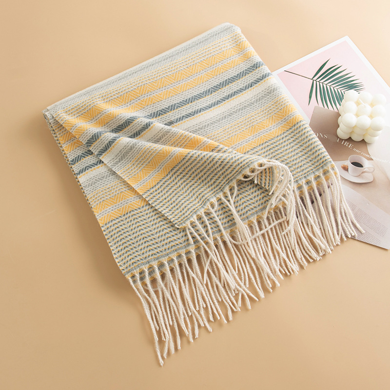 Šal s resicama, imitacija kašmira (polyester), warp-knit, zimsko grijanje, zaštita od sunca i prašine
