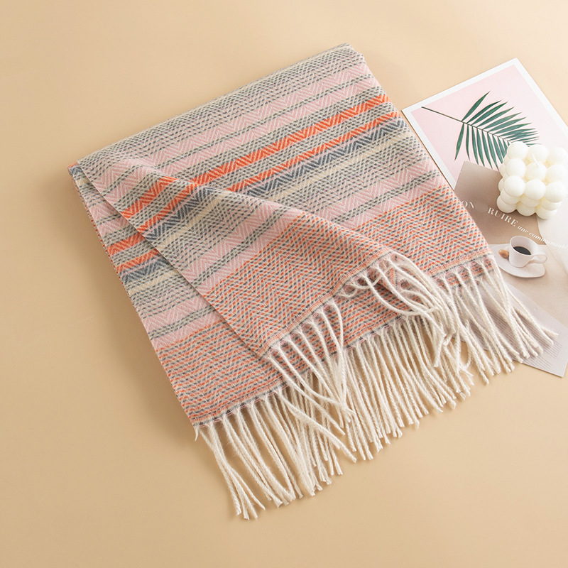 Šal s resicama, imitacija kašmira (polyester), warp-knit, zimsko grijanje, zaštita od sunca i prašine